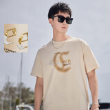 卡宾【凉感索罗那】男装晕染印花T恤LOGO短袖 亚麻色 XL