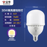 公牛（BULL）LED灯泡高亮柱形灯厂房车间商超食堂 30W球泡暖白光3000KE27螺口