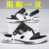YaoJingLieRen凉鞋男夏季2025新款外穿透气休闲运动防滑耐磨开车两用沙滩凉拖鞋 黑色 42 (260mm)
