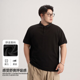 乔拉格大码男装商务凉感抑菌防螨冰皮POLO衫短袖纯色宽松休闲高档上衣 黑色 4XL 适合220-240斤