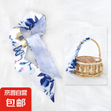韩系ins丝巾女新款蝴蝶结百搭小清新夏季超仙长条飘带 蝴蝶碎花 88*6CM