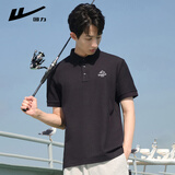 回力polo衫男夏季短袖男速干t恤男夏季透气翻领衣服休闲男装黑色XL
