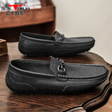 公牛世家男鞋2025新款百搭英伦豆豆鞋子男士软底一脚蹬休闲皮鞋驾车乐福鞋