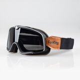 CYCKING摩托车风镜复古哈雷头盔护目镜机车挡风眼镜越野骑行防风沙紫外线 黑带风镜+黑茶镜片 均码（可调节松紧带）