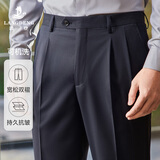 浪登西裤男士抗皱宽松夏季新款易打理直筒垂感双褶亲肤透气西装裤男 深蓝色 34 (2.61尺) 87CM