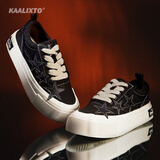Kaalixto帆布鞋潮流星星鞋国潮设计复古流行百搭情侣星星鞋男女同款黑色40