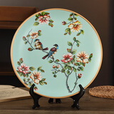 蒂拉 美式乡村陶瓷装饰盘子摆件摆盘看盘客厅样板房玄关装饰品摆设 1806情投意合摆盘带支架