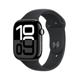 Apple Watch Series 10 智能手表46毫米亮黑色铝金属表壳黑色运动型表带M/L【GPS】