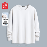 名创优品（MINISO）长袖t恤男春秋季宽松休闲百搭纯棉打底衫简约百搭圆领男装上衣服 白色(纯色) L 175(体重120-140斤左右)