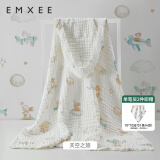嫚熙（EMXEE）.婴儿纱布浴巾纯棉宝宝新生儿童浴巾大尺寸洗澡包裹包巾 天空之旅【斗篷款】 105×105cm