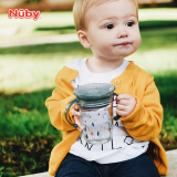 努比（Nuby）宝宝喝水杯带手柄360度吮吸魔术学饮杯啜饮杯嘬口敞口杯带防尘盖 灰色雨滴 240ml