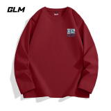 GLM白色长袖t恤男春秋季重磅男装打底衫纯棉吸汗宽松大码男士衣服