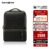 新秀丽（Samsonite）电脑包牛皮男包双肩包笔记本包精英商务黑色15.6英寸BC9*09101