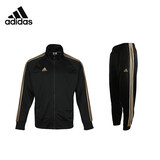阿迪达斯 （adidas）运动套装男春季防风外套长裤两件套跑步运动套装 黑金 XL 