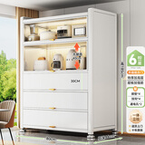 帅仕（shuaishi）厨房用具置物架落地多层餐边柜收纳碗柜家用橱柜微波炉烤箱储物柜 【组合门板】白6层80长42深