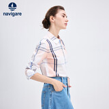 Navigare小帆船长袖衬衫女格子衬衣休闲女装2313071011 L