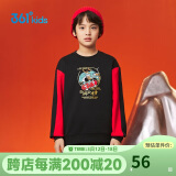 361°新年儿童卫衣男童6-14岁加厚保暖国潮套头卫衣  黑160