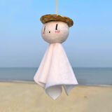 栗合翩晴天娃娃挂件布艺风铃毛绒布偶公仔少女生可爱包包挂饰情侣钥匙扣 竖眼微笑（帽子版）