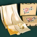 杭丝路苏绣丝巾真丝女桑蚕丝围巾外搭披肩生日妈妈高档礼物送长辈铃兰