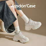 奥古狮登（Agsdon）老爹鞋女学生百搭休闲鞋透气运动鞋增高鞋女鞋 221069 米色 38