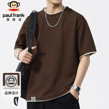 大嘴猴（paul frank）短袖男士华夫格t恤男夏季潮牌休闲宽松体恤上衣外套男装 棕色 XL