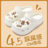 咿靓影手术室防滑洞洞鞋女新款夏季沙滩鞋厚底护士医护专用包头拖鞋 白色【H700bb熊】 38-39 【偏小一码】
