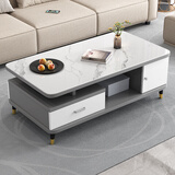 沐瑾宁岩板茶几现代简约2025新款客厅卧室轻奢小户型实木生态板茶几边几 加高款高级灰岩板茶几120cm