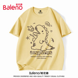 班尼路（Baleno）短袖男夏季学生卡通潮流百搭纯棉t恤吸汗重磅透气运动五分袖汗衫