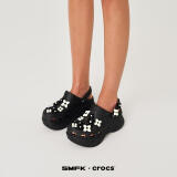 SMFKX CROCS 联名款 白鹿同款时尚休闲百搭厚底增高透气洞洞鞋拖 黑钻石 36-37