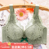 纤诗柔内衣女小胸聚拢厚款加厚宽肩带防下垂上托胸罩无钢圈透气夏文胸 绿色 36/80C薄款