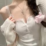 南木熊吊带背心女带胸垫可外穿设计感吊带蕾丝紧身无袖上衣打底内搭纯欲 蕾丝吊带【80-110斤】白色