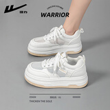 回力女鞋小白鞋女士休闲鞋春夏季透气百搭韩版潮流厚底增高运动板鞋子 米/卡其【透气网面】 38