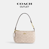 蔻驰（COACH）奥莱女士夏季女包经典标志老花NOLITA 19号手袋腋下包斜挎单肩包 IM/沙黄色/粉笔白色