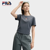 FILA 斐乐官方【韩素希同款】女子短袖夏季简约修身小狐狸刺绣T恤