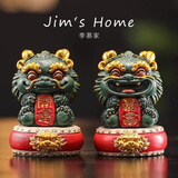 季慕家故宫文创开业摆件办公室招财貔貅麒麟风水摆件高端工艺品乔迁礼物 开运暴富-麒麟丨彩金丨鼓底座丨礼盒装