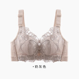 雅鹿内衣女文胸无钢圈大码聚拢性感调整型美背无痕上托收副乳女式胸罩 奶灰色 75A =34AB【厚杯】