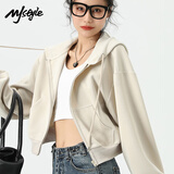MJ STYLE插肩袖短款开衫外套女2025年春季宽松休闲百搭运动风学生长袖上衣