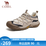 骆驼（CAMEL）男士户外登山复古网面休闲低帮徒步鞋 G14S342046 杏色 38