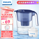 飞利浦（PHILIPS）净水壶滤水壶过滤水壶净水器滤水器过滤器滤芯 AWP2814蓝色【4.2L】一芯装