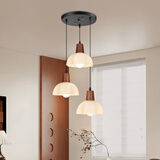 大观园（DGY）中古风餐厅吊灯2026新款日式饭厅餐桌吧台咖啡玻璃灯具O271 三头圆盘款-27W三色变光-全光谱