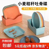 【5元5件更划算】吐骨碟家用餐桌盘碟垃圾盘零食收纳放菜碟 2个 随机颜色 加深圆形吐骨碟【2个】
