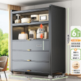 帅仕（shuaishi）厨房用具置物架落地多层餐边柜收纳碗柜家用橱柜微波炉烤箱储物柜 【组合门板】灰6层100长42深