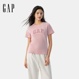 GAP女装2025夏季新款纯棉彩色胶印logo短袖T恤常规休闲上衣765994 粉色 M (165/84A) 亚洲尺码