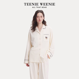Teenie Weenie小熊纯棉刺绣睡衣女士2026秋季新款开衫可外穿情侣款家居服女款