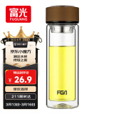 富光男女士双层玻璃杯 高硼硅玻璃304茶隔水杯子 带茶隔泡茶杯320ml