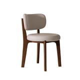 致喜北欧实木餐椅家用简约餐桌椅奶油风靠背座椅软包椅子久坐舒服餐椅 胡桃色实木框架-浅卡其色猫爪皮
