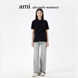 AMIPARIS【经典款】经典款红色爱心刺绣棉质休闲套头合身短袖Polo衫 001黑色 BFHPL001.760 M