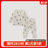 巴厘小猪儿童秋季保暖家居服睡衣男童居家套装女宝宝睡觉衣服 黑白猫 130