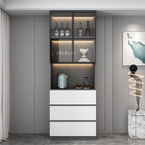 沐希拓 餐边柜轻奢现代简约客厅储物柜碗柜厨房收纳柜酒柜家用茶水柜 款式2:80*40*220【送感应灯】