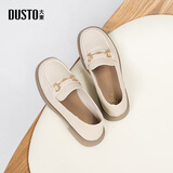 大东乐福鞋女鞋2024春季新款英伦圆头金属扣低跟套脚小皮鞋0222